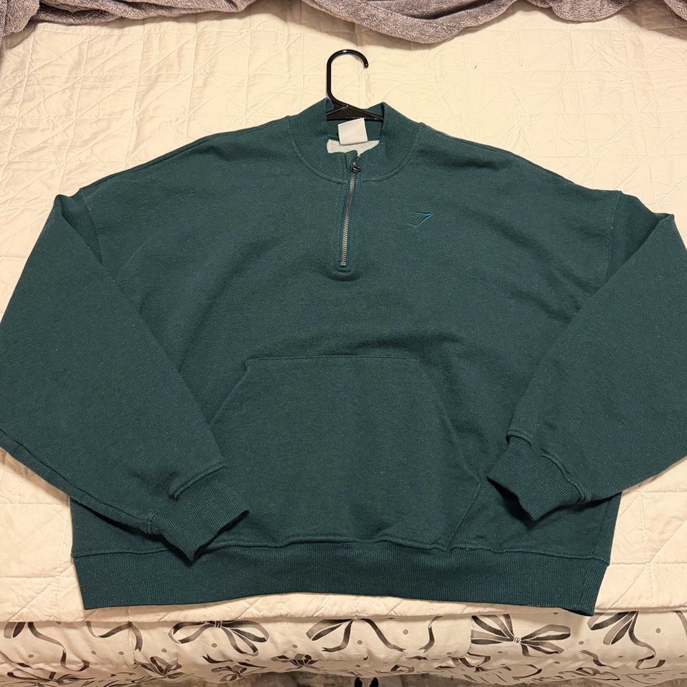 Gymshark Teal Half-Zip Pullover Sweatshirt